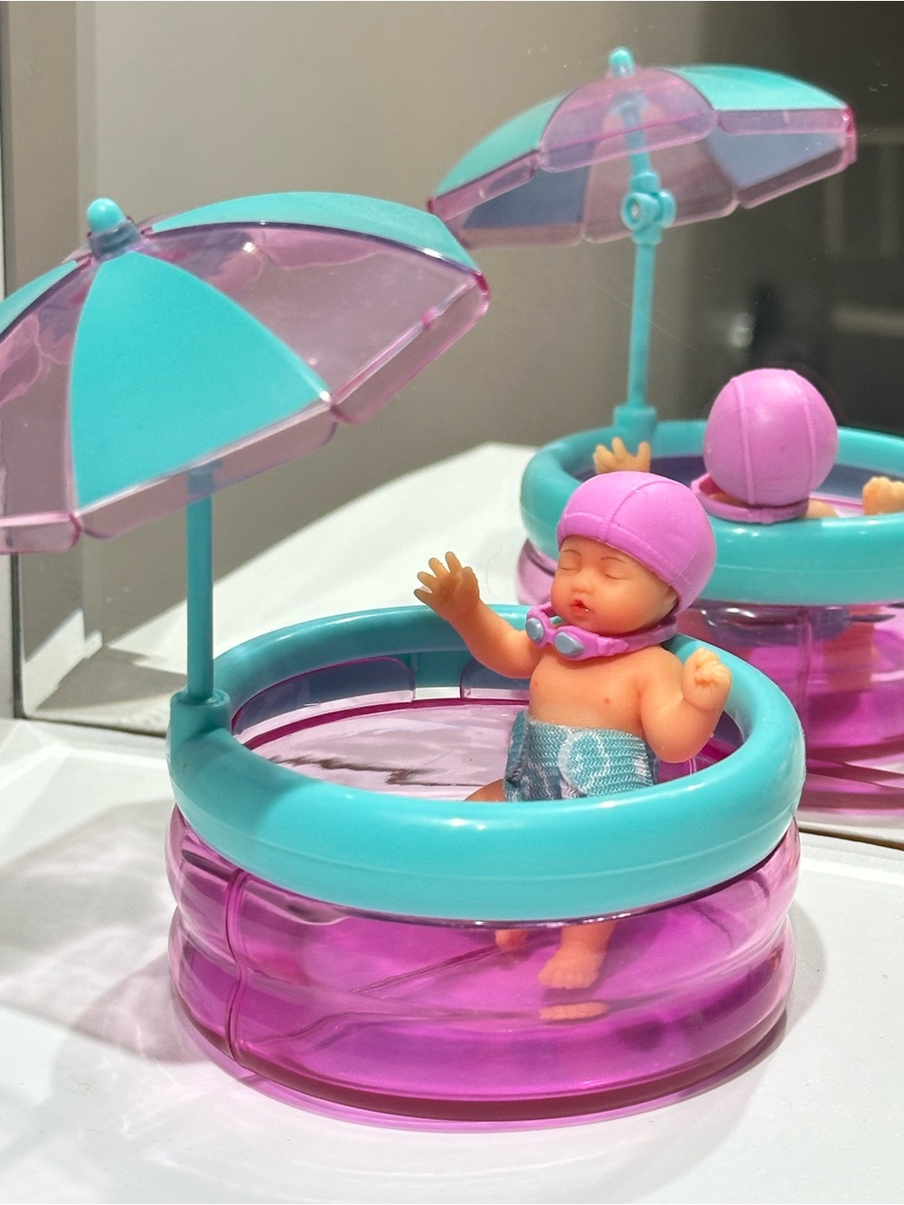 My Mini Baby Series 2 by ZURU Kids Pool Doll Playset - Teal & Pink